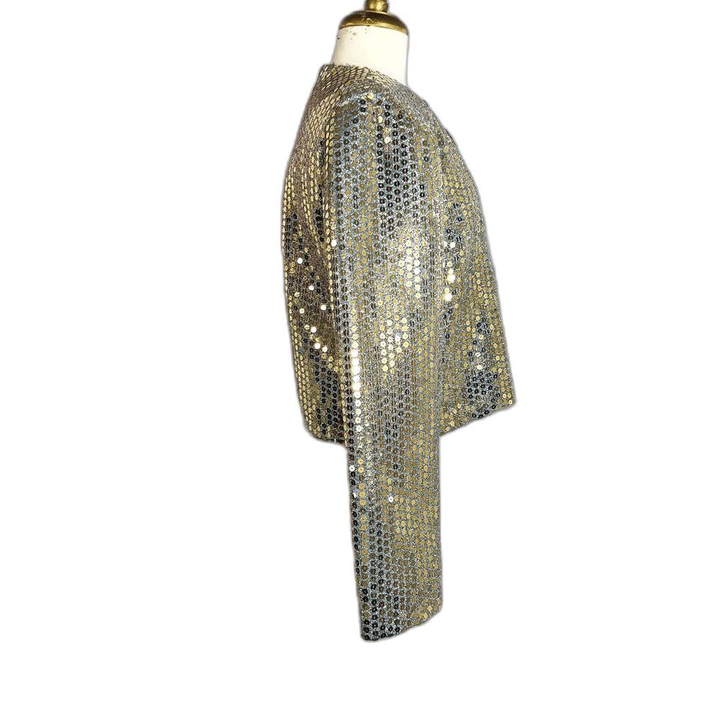 Rothschild Gold Sequined Bomber Jacket M Vintage Mob Wife Glam 80s Party - Picture 5 of 5